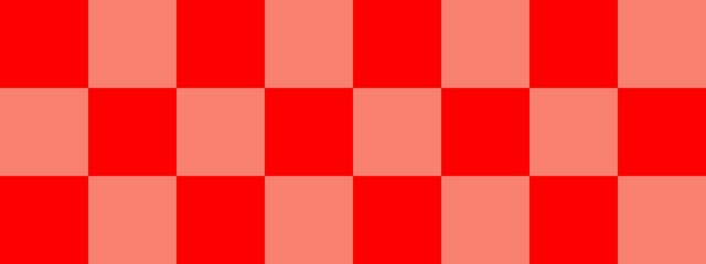 Checkerboard banner. Salmon and Red colors of checkerboard. Big squares, big cells. Chessboard, checkerboard texture. Squares pattern. Background.