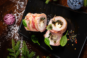 turkey roulade on the Christmas table
