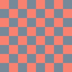Checkerboard 8 by 8. Light Slate Grey and Salmon colors of checkerboard. Chessboard, checkerboard texture. Squares pattern. Background.