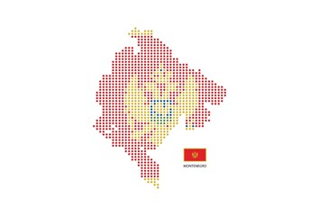 Montenegro map design by color of Montenegro flag in circle shape, White background with Montenegro flag.