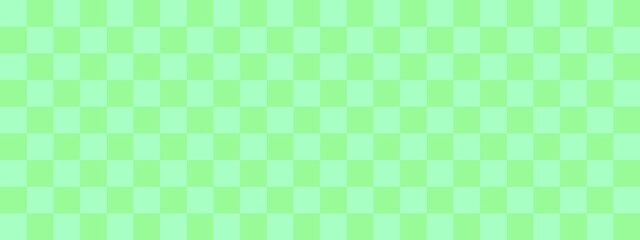 Checkerboard banner. Pale Green and Mint colors of checkerboard. Small squares, small cells. Chessboard, checkerboard texture. Squares pattern. Background.