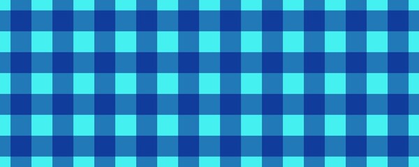 Banner, plaid pattern. Cyan on Navy color. Tablecloth pattern. Texture. Seamless classic pattern background.