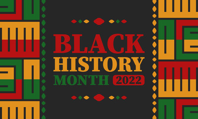 Fototapeta premium Black History Month in February. African American Culture and History. Celebrated annual in United States and Canada. In October in Great Britain. Vector poster, tradition ornament illustration