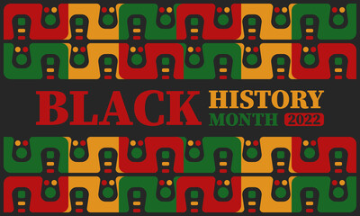 Black History Month in February. African American Culture and History. Celebrated annual in United States and Canada. In October in Great Britain. Vector poster, tradition ornament illustration