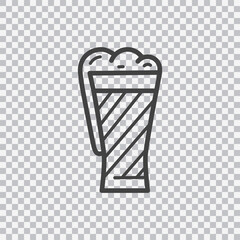 Beer glass sign. Flat style black icon on white. Vector isolated on transparent background.