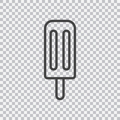 Ice lolly. Eskimo on stick outline icon. Vector isolated on transparent background.
