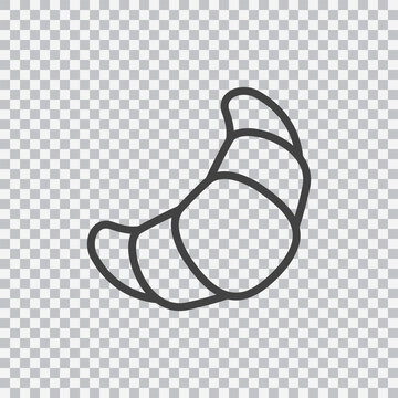 Linear bakery croissant outline icon. Vector isolated on transparent background.