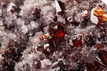 Macro stone mineral quartz Sphalerite on a white background