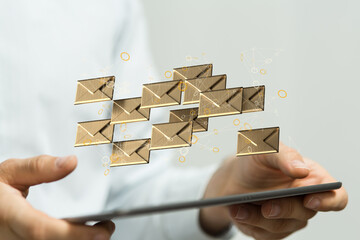 email on computer Businessman is working to important reminder