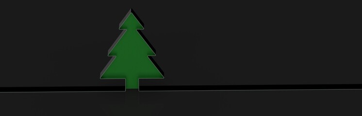 Merry christmas card banner with christmas tree