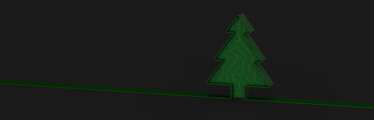 merry christmas card modern 3d minimal tree