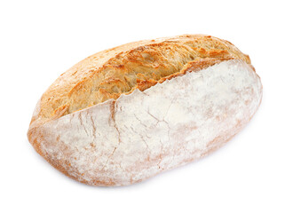 Loaf of tasty wheat sodawater bread isolated on white
