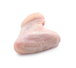 Raw chicken wing isolated on white. Fresh meat
