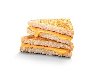 Grilled cheese sandwich isolated on white background
