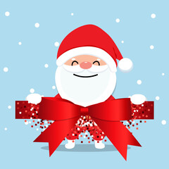 Christmas Greeting Card with Santa Claus. Vector illustration.