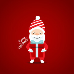 Christmas Greeting Card with Santa Claus. Vector illustration.