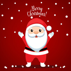 Christmas Greeting Card with Santa Claus. Vector illustration.
