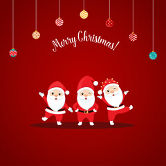 Christmas Greeting Card with Santa Claus. Vector illustration.