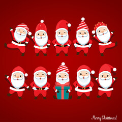 Christmas Greeting Card with Santa Claus. Vector illustration.