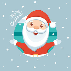 Christmas Greeting Card with Santa Claus. Vector illustration.
