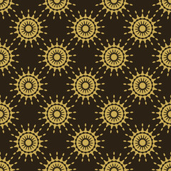 Beautiful background pattern with decorative gold ornament on a black background. Fabric texture swatch, seamless wallpaper. Vector illustration