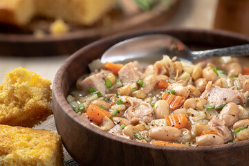 Bowl of ham and bean soup