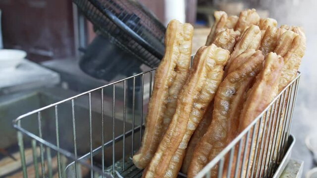 close-up of fried bread stick