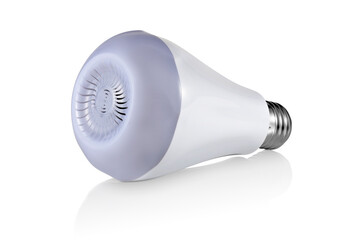Modern lightbulb with integrated speaker, isolated
