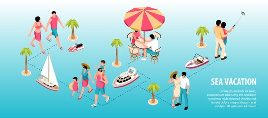 Sea Vacation Isometric Infographics
