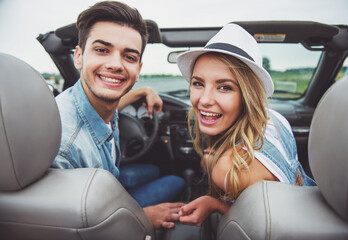 Friends in cabriolet