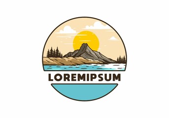 Sunrise behind the mountain illustration