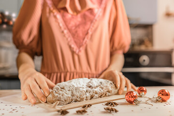 Stollen traditional German Christmas cupcake at home