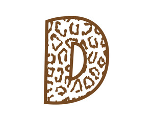 Capital letter D with wild leopard skin print
