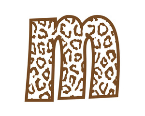 Capital letterM with wild leopard skin print