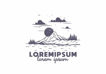 Sunrise behind the mountain illustration