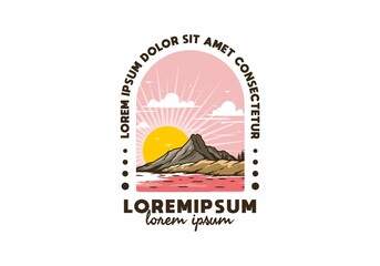 Sunrise behind the mountain illustration