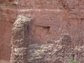 Steep sandstone rock wall s in majestic Grand Canyon displaying different geological ages, Grand Canyon, Arizona, USA