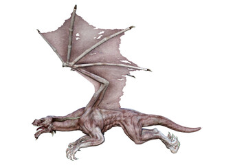 3D Rendering Fairy Tale Dragon on White