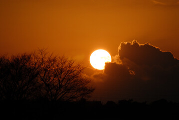 空をオレンジに染めて、これから沈もうとする太陽