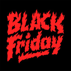 vector illustration "black friday",red decorative font on a black background,picture suitable for printing,modern graphic design for different uses