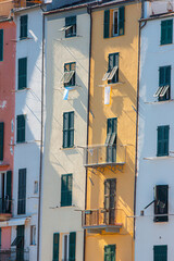 Typical Italian colorful town facade in cinque terre