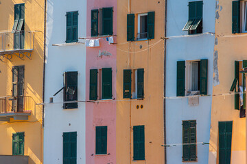 Typical Italian colorful town facade in cinque terre