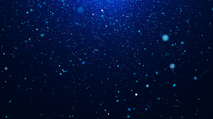 Background of falling magic dust particles. Abstract christmas concept. Energy flow of blue particles. 3D rendering.
