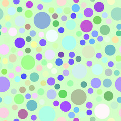 A colorful ellipses on light green background seamless pattern, color spots geometric repeat pattern