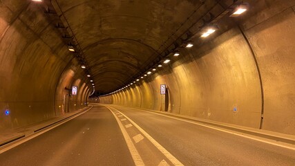 Inside the road tunnel in Schirmeck in France