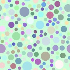 A colorful ellipses on light green background seamless pattern, color spots geometric repeat pattern