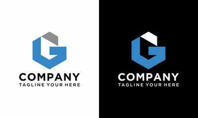 Vector logo design template. Hexagon infinity loop shape, business technology abstract symbol. Letter G icon. on a black and white background.