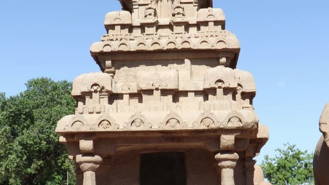 this group of monuments is generally called as "five rathas" as they resemble the processional chariots of a temple.Statues carved in rock. this is one features in several Hindu scriptures.