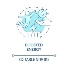 Boosted energy turquoise concept icon. Living full active life abstract idea thin line illustration. Isolated outline drawing. Editable stroke. Roboto-Medium, Myriad Pro-Bold fonts used