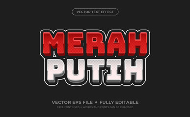 3d Merah Putih Editable Vector Text Effect